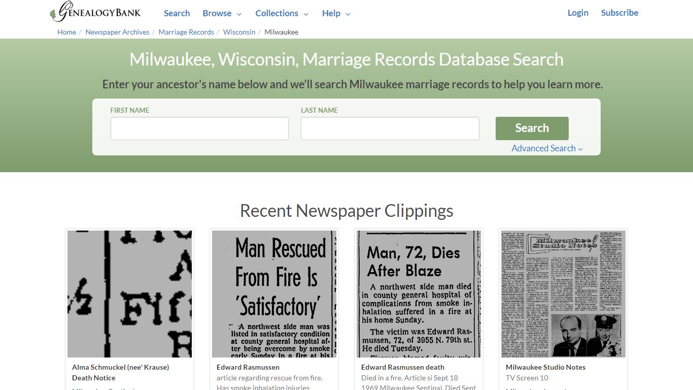 Milwaukee, Wisconsin, Marriage Records Online Search
